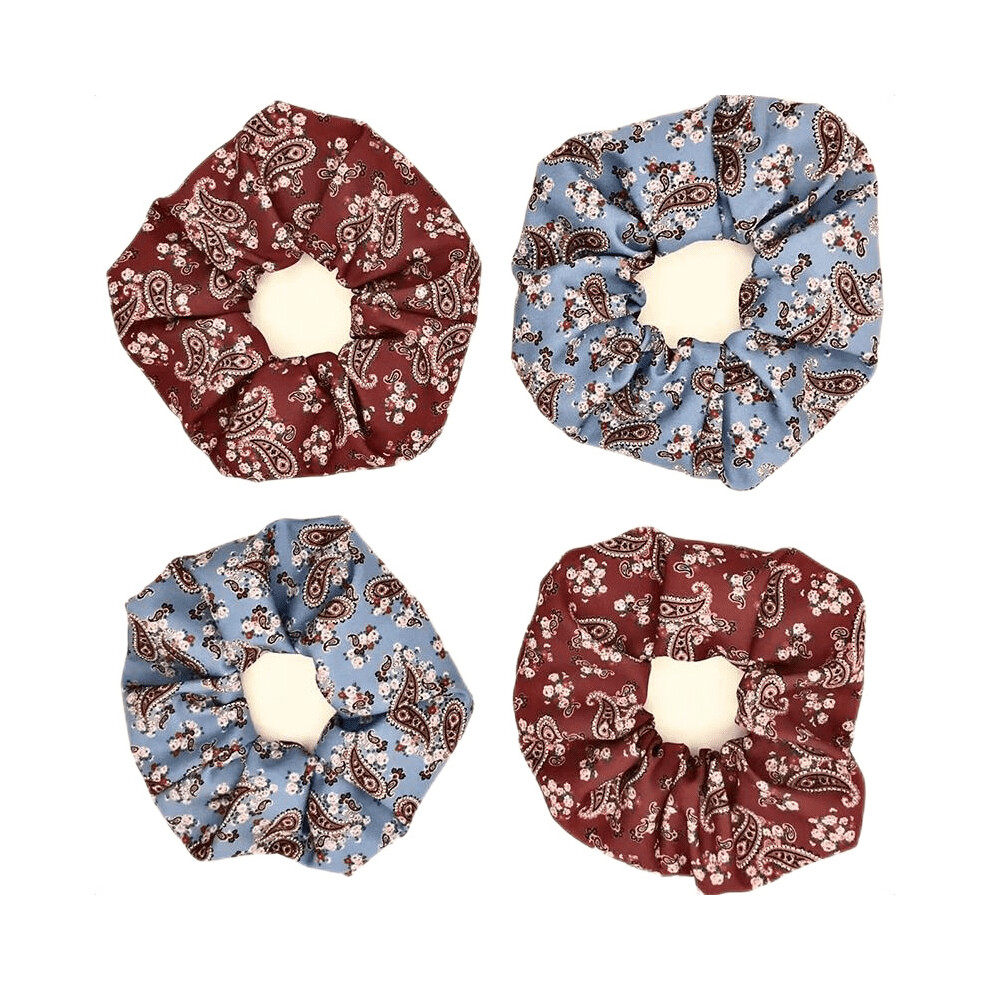 4pcs Boho Paisley Print Scrunchies Hair Tie Retro Style Hair Rope Large Elastic Ponytail Holder Hair Accessories Women Girls-image-OPC-PC2H82W-NEW