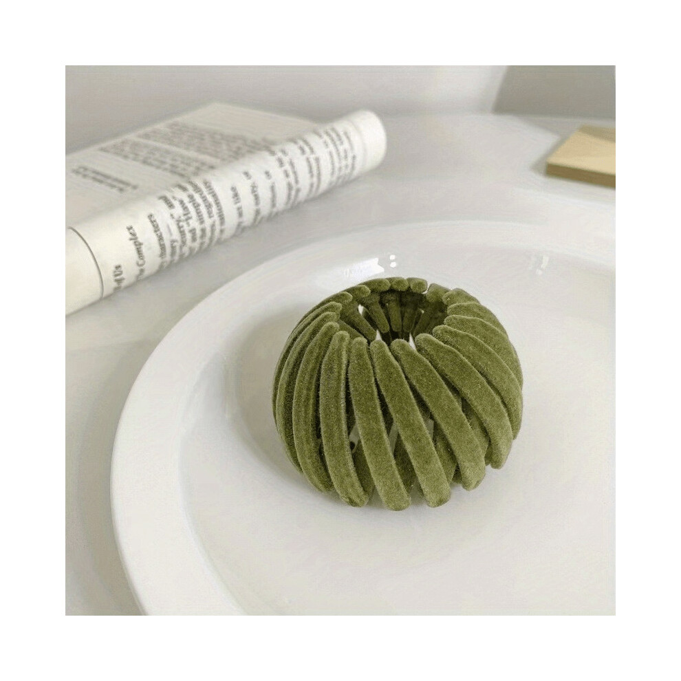 1pc Solid Bird Nest Clip Velvet Style Magic Hair Clip Hair Bun Accessories For Women Expandable Ponytail Holder Hair Pin-image-OPC-PC2H9MY-NEW