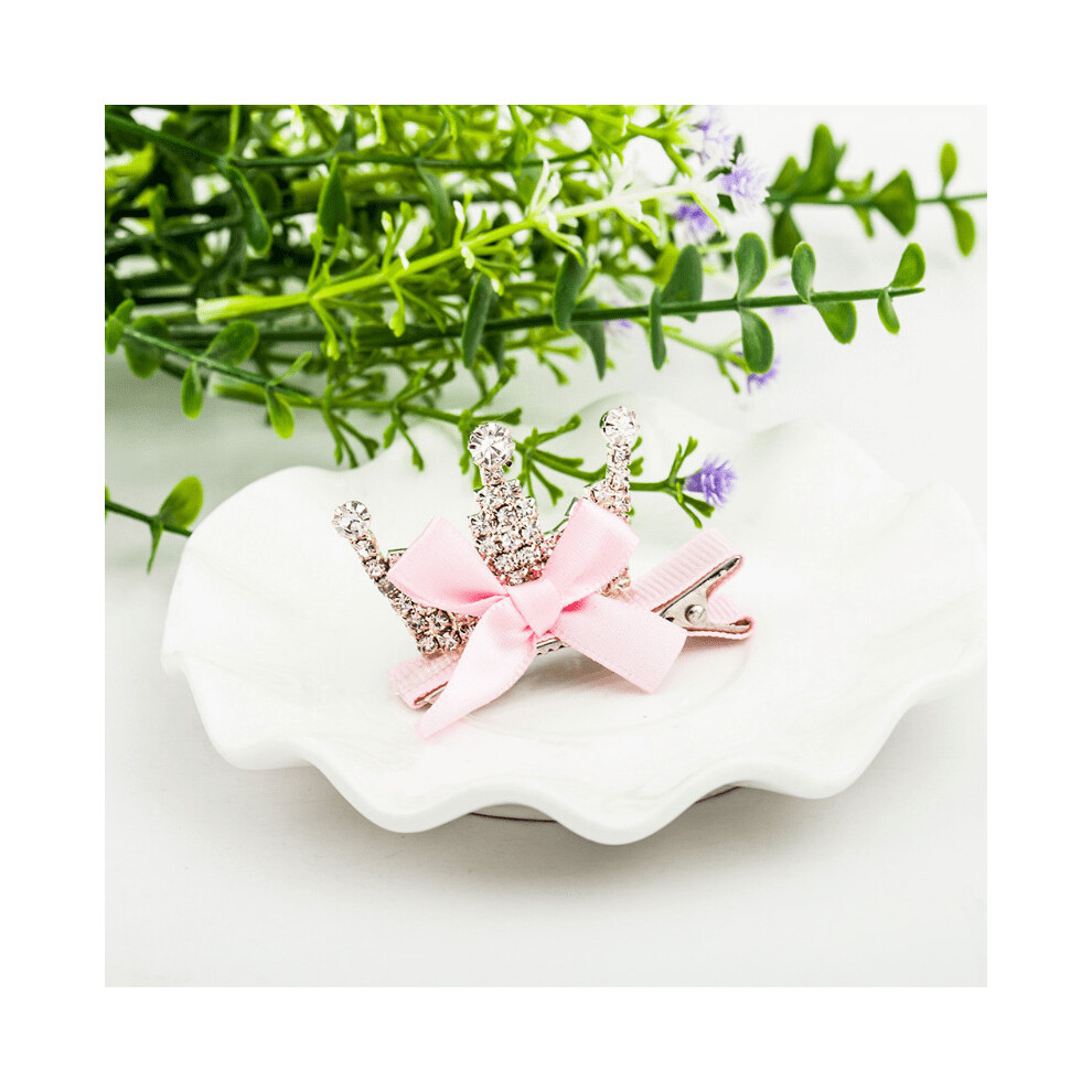 Baby Girls Princess Hair Clip Rhinestone Crown Decor Hair Clip Ribbon Bow Duck Billed Clip For Side Hair Bang Sweet Hair Clip-image-OPC-PC2H9Q5-NEW
