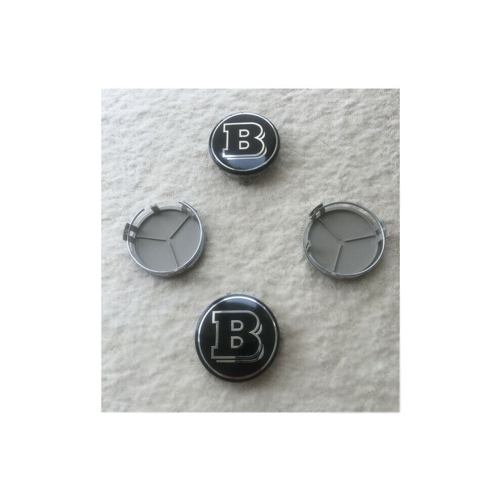 4pcs Brabus Black Mercedes Benz Wheel Centre Caps 75mm Hub Badges