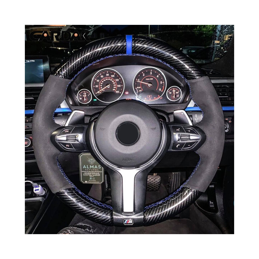 (Style D) Black Suede Leather Car Steering Wheel Cover For BMW F87 M2 F80 M3 F82