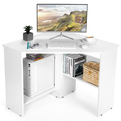 Costway Home Office Computer Desk Corner Table Triangular Makeup Vanity Desk