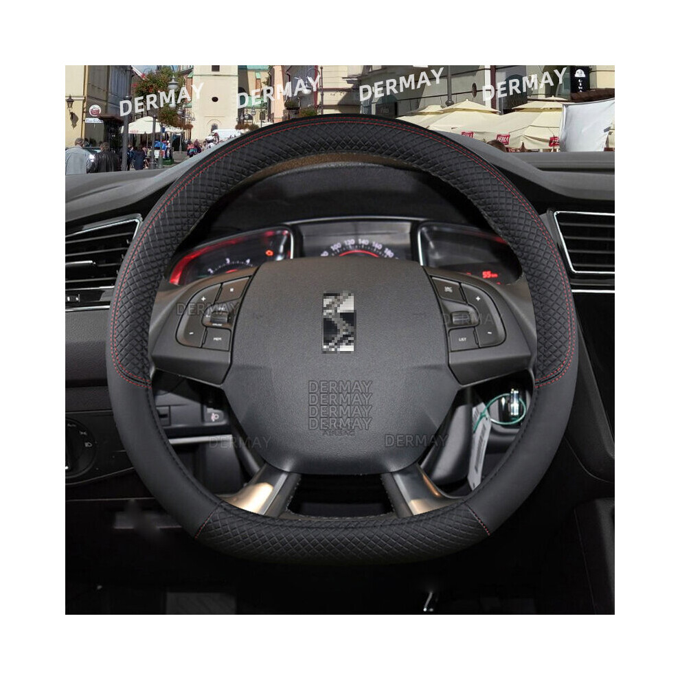 (D shape Black) for Citroen DS4 DS5 DS5 DS 5LS DS6 DS7 DS9 Car Steering Wheel Cover PU