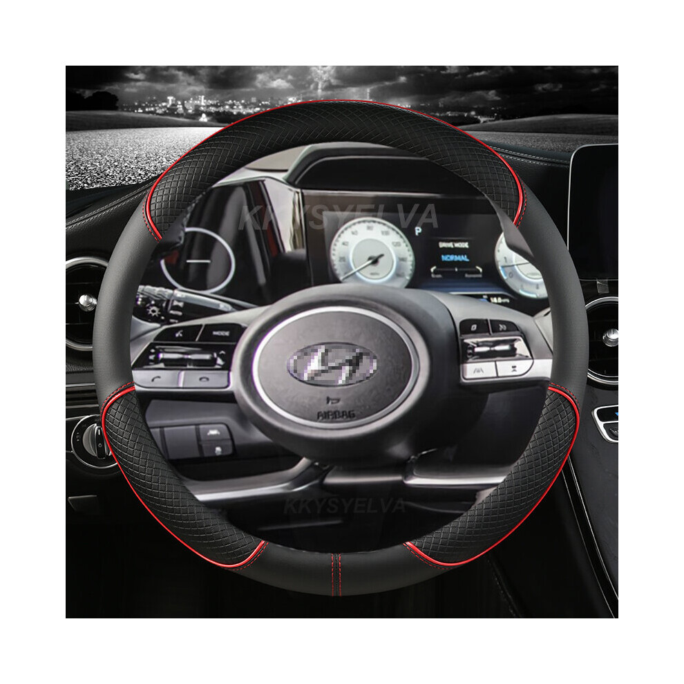 (RED O SHAPE) PU Leather Car Steering Wheel Cover For Hyundai Tucson 2021 2022 NX4 Elantra