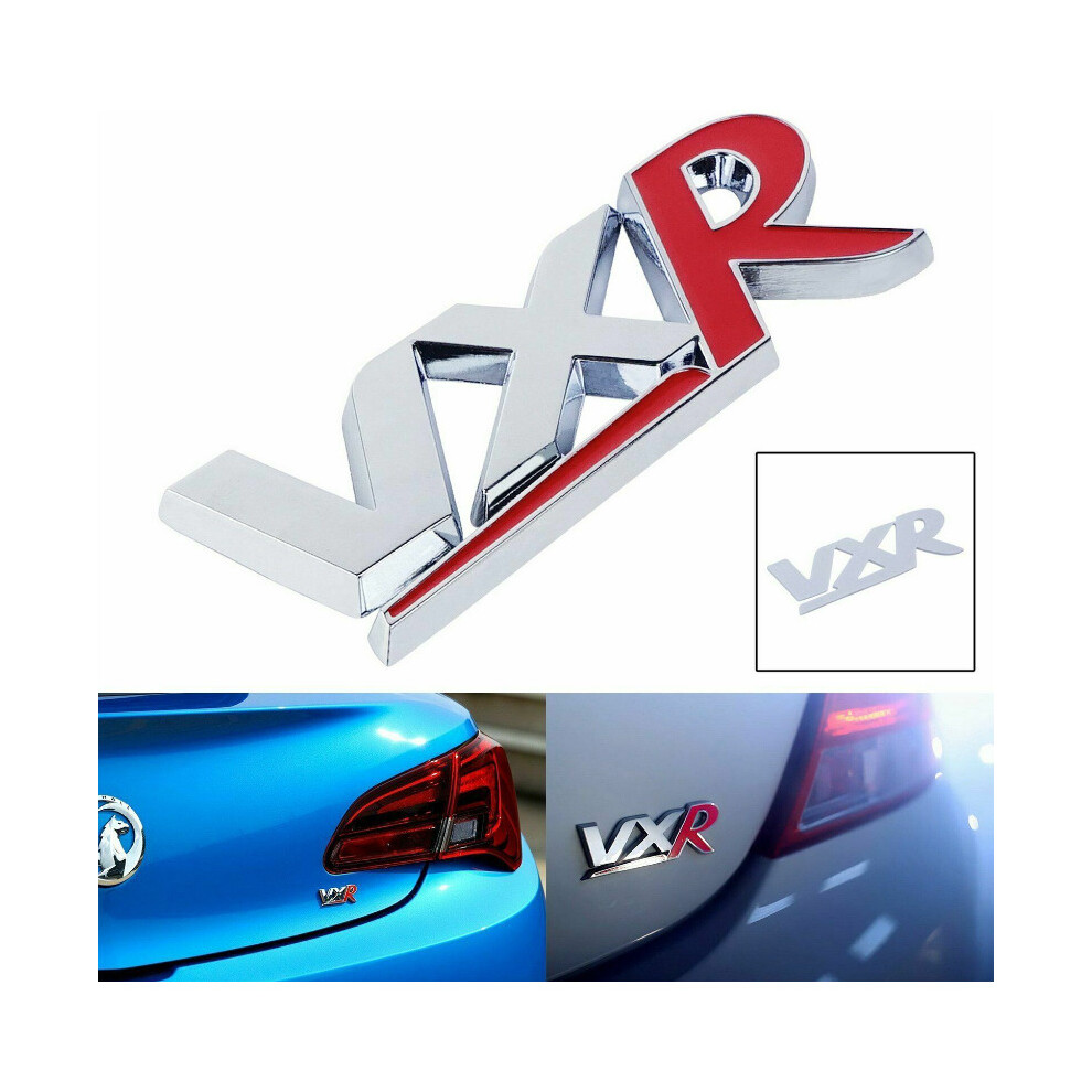 Newjass Metal Vxr Emblem Badge For Opel/Vauxhall - Chrome Silver & Red, 8.5X3 Cm, Adhesive, Waterproof, Uv Resistant, Universal Fit (Adam, Astra, Corsa)