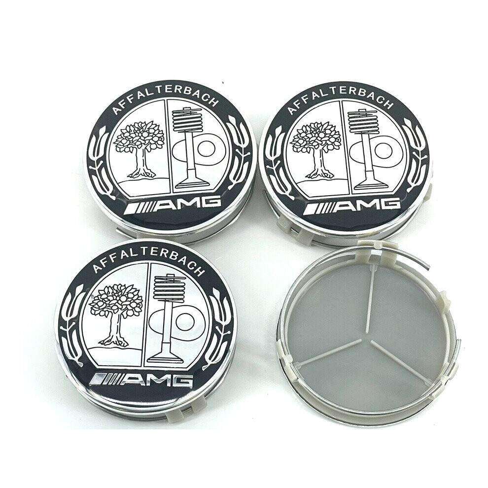 4pcs Benz Amg Affalterbach White Emblem Wheels Center Hub Caps 75mm