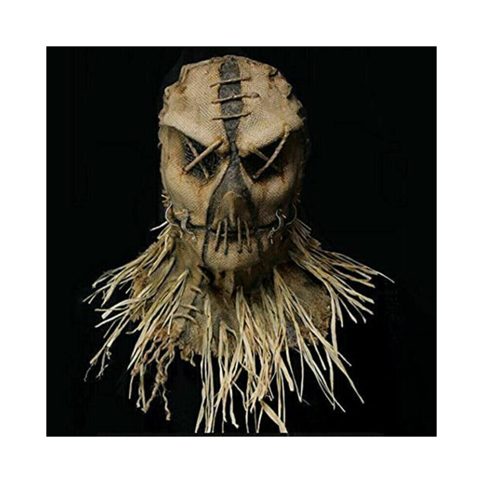 (  Mask A) Halloween Scary Scarecrow Full Head Mask Coarse Jackstraw Cosplay Party Dress