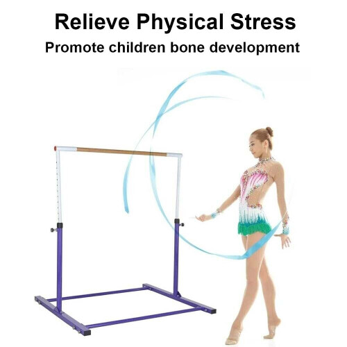 Kids Junior Gymnastic Training Bar Adjustable Horizontal High Bars Gym