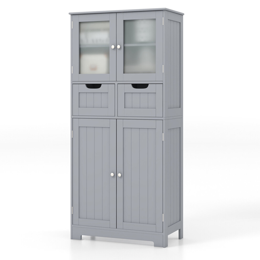 Tall Bathroom Storage Cabinet Freestanding Floor Cabinet w/ 2 Drawers