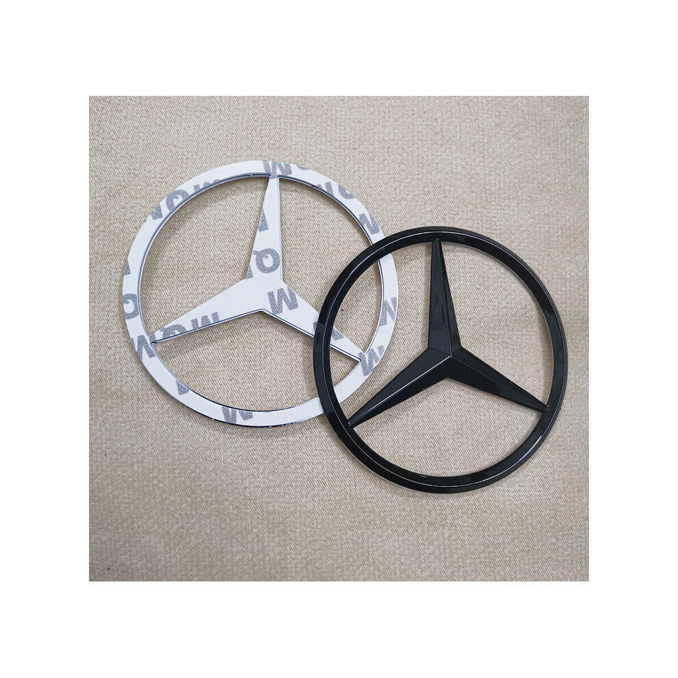 Rear Trunk Three-Pointed Star Glossy Emblem Fit For Benz 90Mm Black 5701510951756