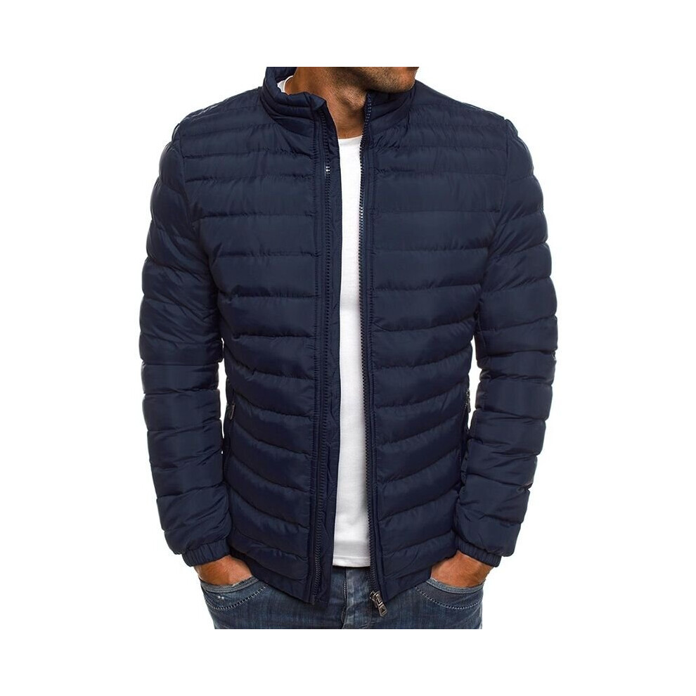 (NavyBlue, 2XL) Mens Puffer Warm Bubble Coat Jacket Quilted Padded Winter Lightweight Outwear