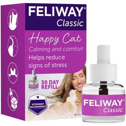 FELIWAY Classic 30 day Refill comforts cats, helps solve behavioural issues and stress/anxiety in the home - 48ml