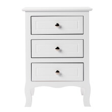 White 3 Drawers Bedside Table Night Stand Bedroom Storage Cabinet