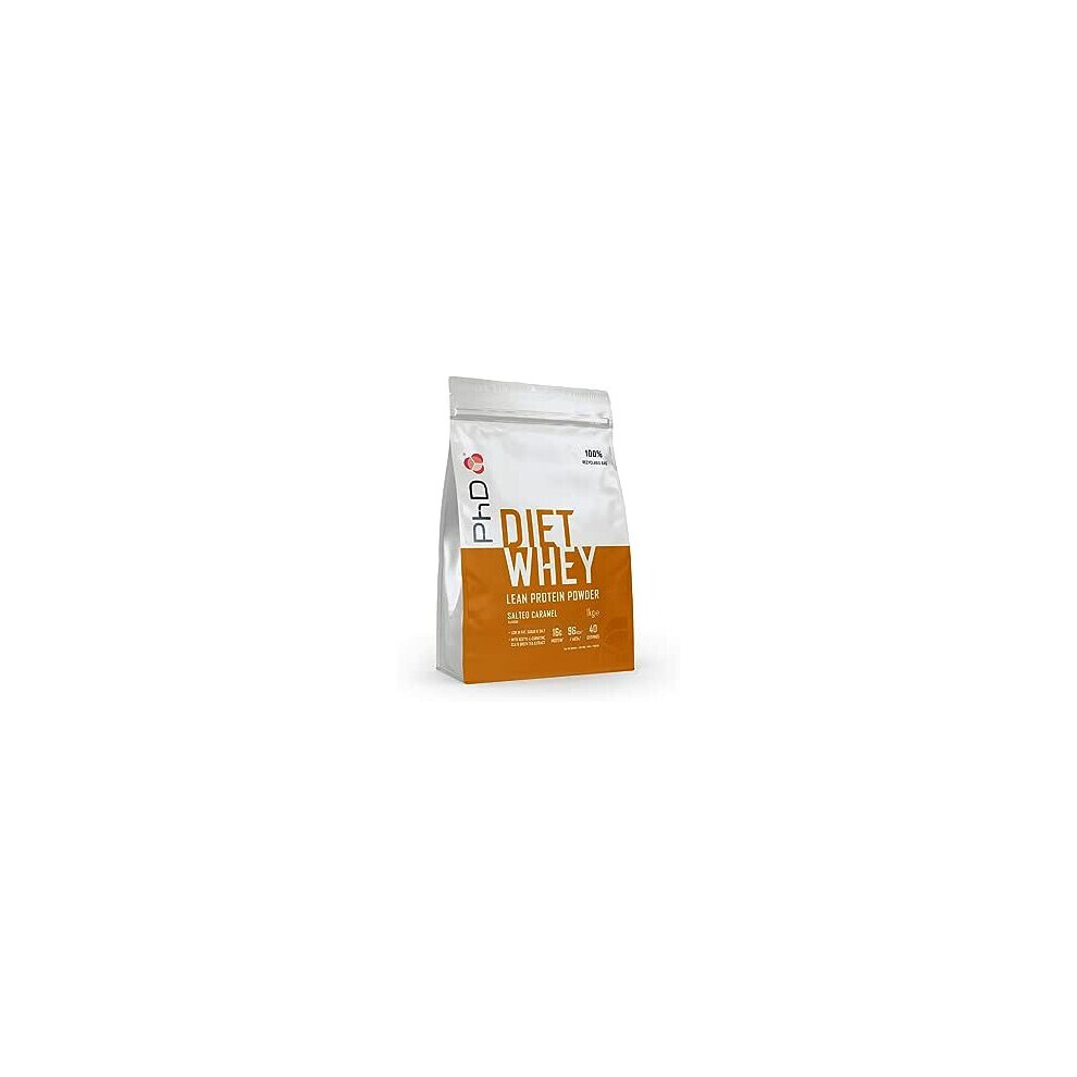 PhD Nutrition Diet Whey High Protein Lean Matrix, Salted Caramel Diet Whey Protein Powder, High Protein, 40 Servings Per 1 kg Bag