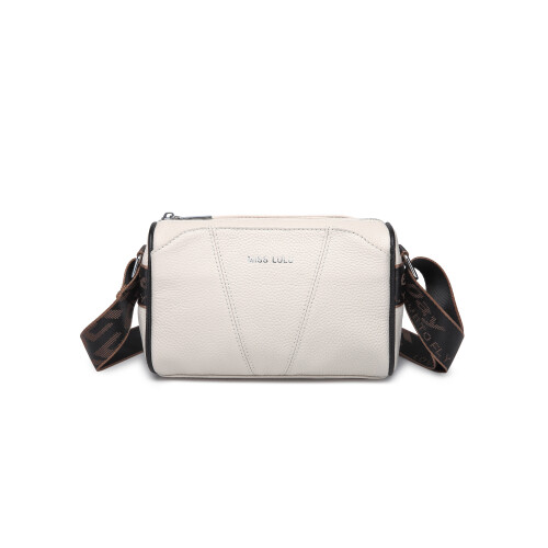 Miss Lulu (Beige) MISS LULU SIMPLE AND ELEGANT WIDE STRAP GENUINE LEATHER CROSSBODY BAG