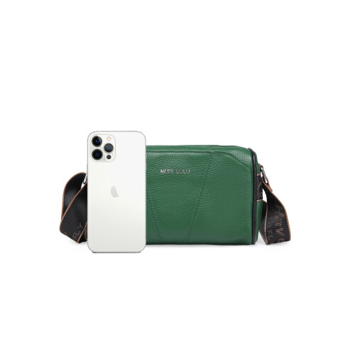 Miss Lulu (Green) MISS LULU SIMPLE AND ELEGANT WIDE STRAP GENUINE LEATHER CROSSBODY BAG 1