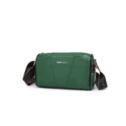 Miss Lulu (Green) MISS LULU SIMPLE AND ELEGANT WIDE STRAP GENUINE LEATHER CROSSBODY BAG 2