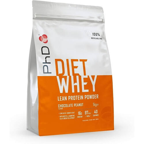 PhD Nutrition PhD Nutrition Diet Whey High Protein Lean Matrix, Chocolate Peanut Butter Diet Whey Protein Powder, High Protein, 40 Servings Per 1 kg Bag