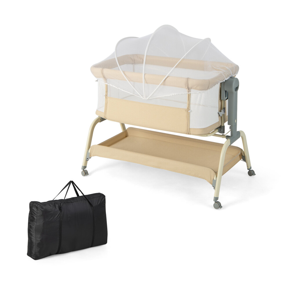 Baby Bassinet with Net Infant Bedside Sleeper w / 6 Adjustable Heights