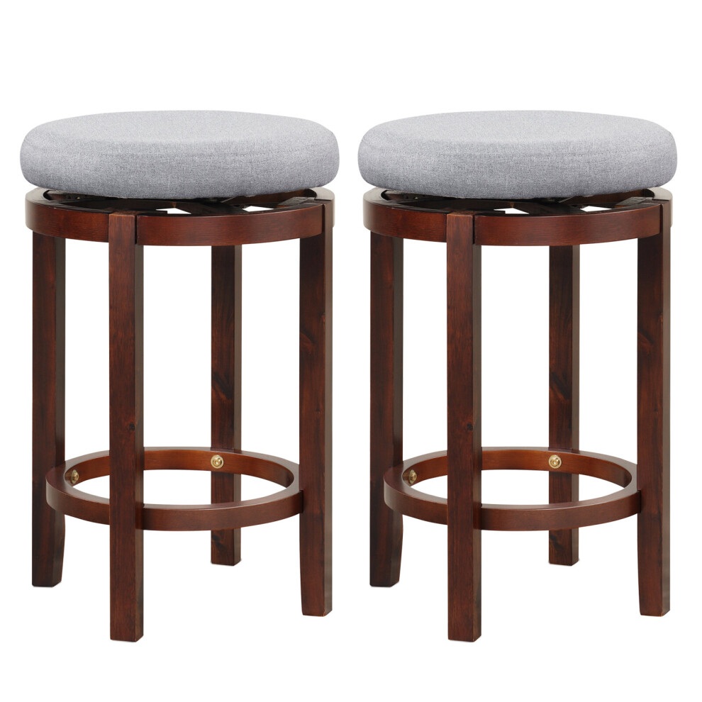 Set of 2 Counter Height Stool Swivel Backless Bar Stool Padded Stool