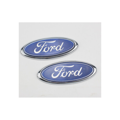 2pcs For Ford Badge Oval Blue/chrome 115x 45mm Front/rear Emblem
