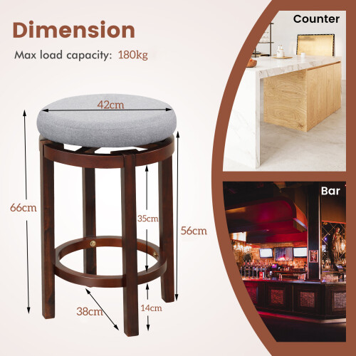 Casart Set of 2 Counter Height Stool Swivel Backless Bar Stool Padded Stool 1