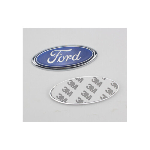 2pcs For Ford Badge Oval Blue/chrome 115x 45mm Front/rear Emblem 2