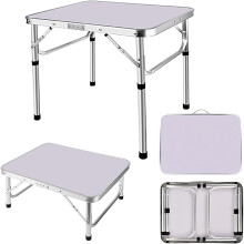 2ft Folding Camping Table with Adjustable Height, Portable Foldable Picnic Tables for Outdoor Indoor Kitchen Garden