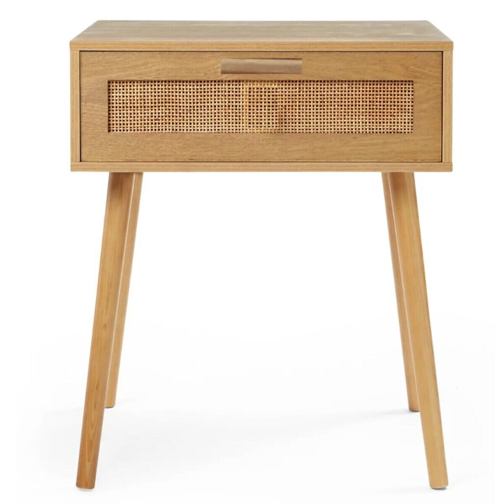 Urban Paradise Bedside Table Cane Wooden Side Table Cabinet Natural