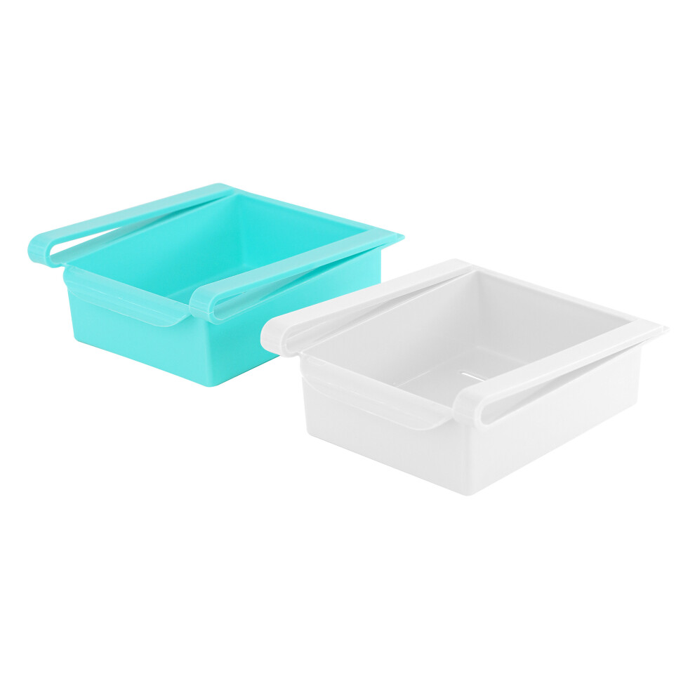 2pk GEEZY Plastic Fridge Drawer With Slide Shelf Storage Bin
