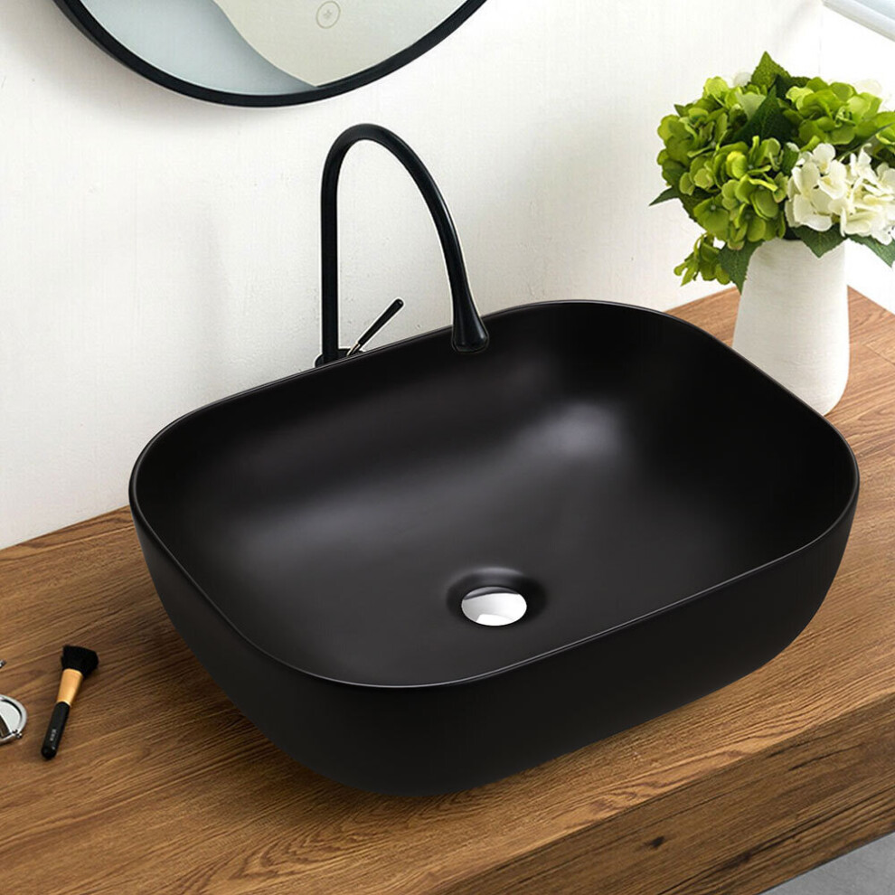 Rectangular Ceramic Countertop Basin Black