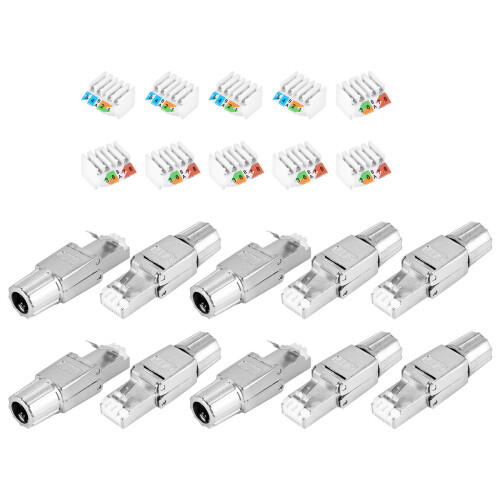 RJ45 Cat7 Tool-Free Reusable Shielded Ethernet Termination Plugs ...