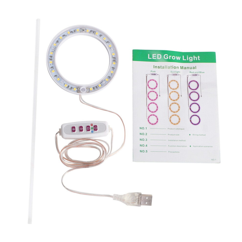 LED Grow Light Full Spectrum Phyto Grow Lamp USB Angel Ring Lamp for Succulents, Flower Plants Growth (Sunshine)-image-OPC-PC2M9MF-NEW
