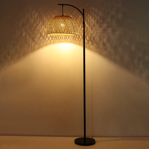 Living And Home Traditional Woven Rattan Floor Lamp 2