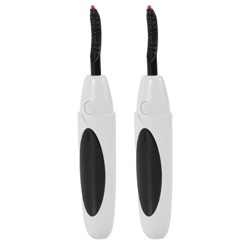 2X Electric Heated Eyelash Curler USB Charge Makeup Curling Kit Long Lasting Natural Eye Lash Curler White