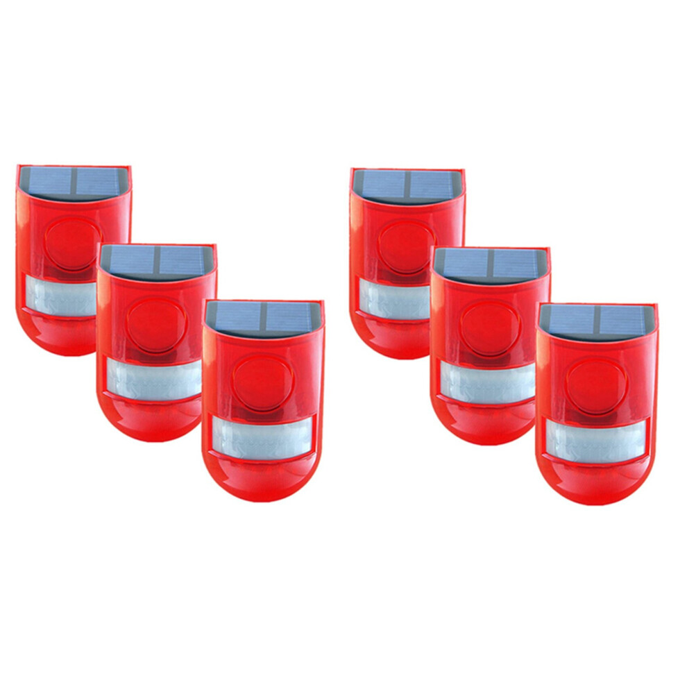 6 Pack Solar Strobe Light with Motion Sensor Alarm 129DB Sound Security Siren IP65 Waterproof for Villa Farm Yard Garden