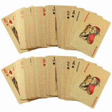 2Pc 24K Gold Playing Cards Plastic Poker Game Deck Foil Pokers Pack Cards Waterproof Card