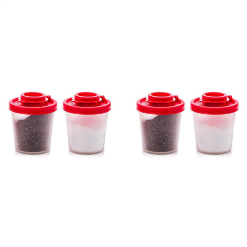 4 Medium Salt and Pepper Shakers Moisture Proof ,Salt Shaker with Red