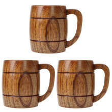 3X 400Ml Klassischer Stil Natürlicher Holzbecher Hölzerne Bierkrüge Trinken für Party Neuheit Geschenke - Freundlich