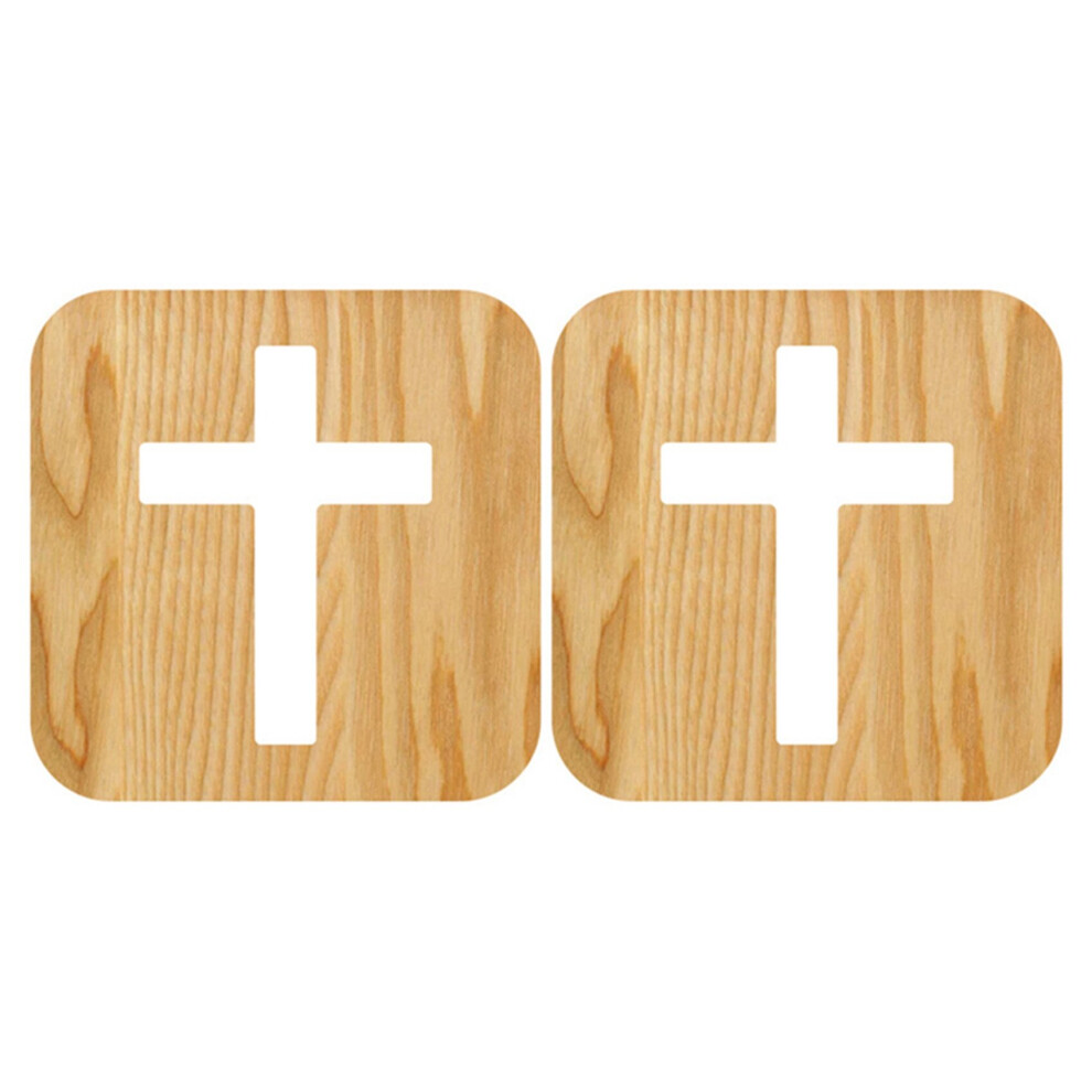 2X 3D LED Lamp Night Light USB Desk Table Christianity Crucifix Crafts for Gift Home Decoration Wooden