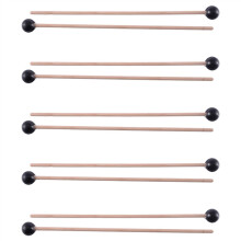 10Pcs Soft Rubber Head Sticks Wood Handle Bell Mallets for Glockenspiel Xylophone Bell Music Instruments Parts Black