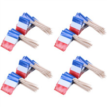 Lot of 200 Pcs Mini Wooden Toothpick with Flag for Decor of Party Fruit Pastry - France (Blue, White, Red)
