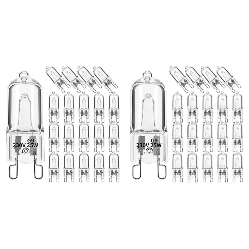 40Pcs G9 Halogen Light Bulbs,25W Clear Halogen Dimmable,Warm White 2800K for Chandeliers,Pendants,Landscape Lights-image-OPC-PC2N6HH-NEW
