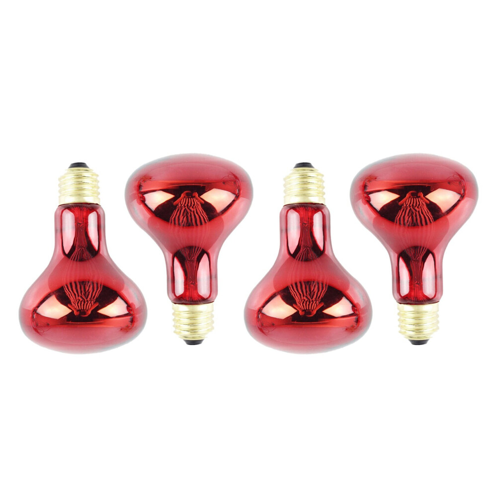 100W 4Pack Infrared Heat Lamp Bulb Red Light Heat Bulbs for Pet Lizards Bearded Snakes 220V