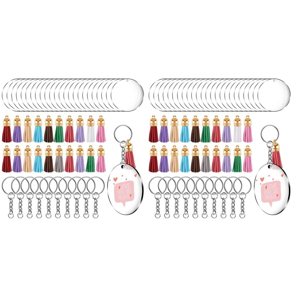 180 Pieces Acrylic Keychain Making Kit Clear Acrylic Keychain Blanks and Colorful Pendants for DIY Projects