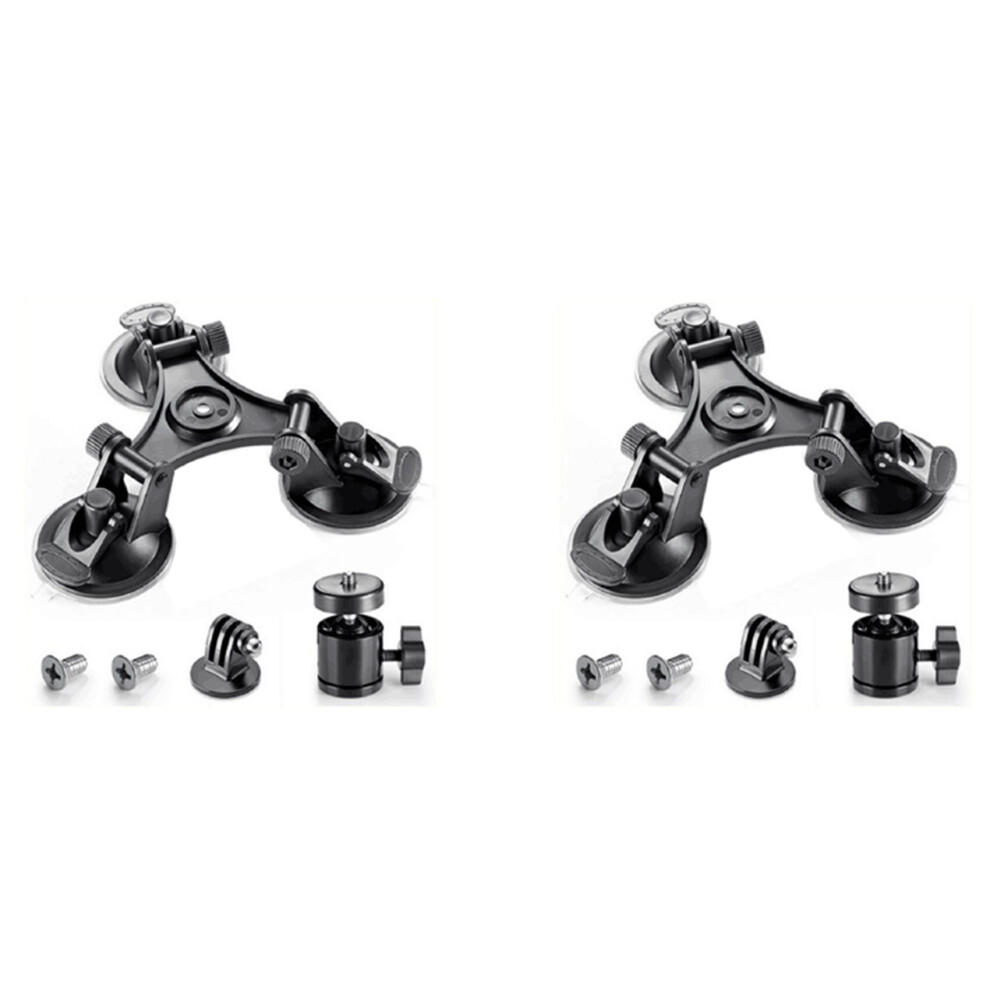 2X Car Holder Triple Vacuum Suction Cup Mount For Camera Stabilizer Accessory With Expansion Adapter 4762224693272