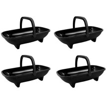 4 Black Garden Trug Planters 53cm Plastic Basket Plant Pot With Handle