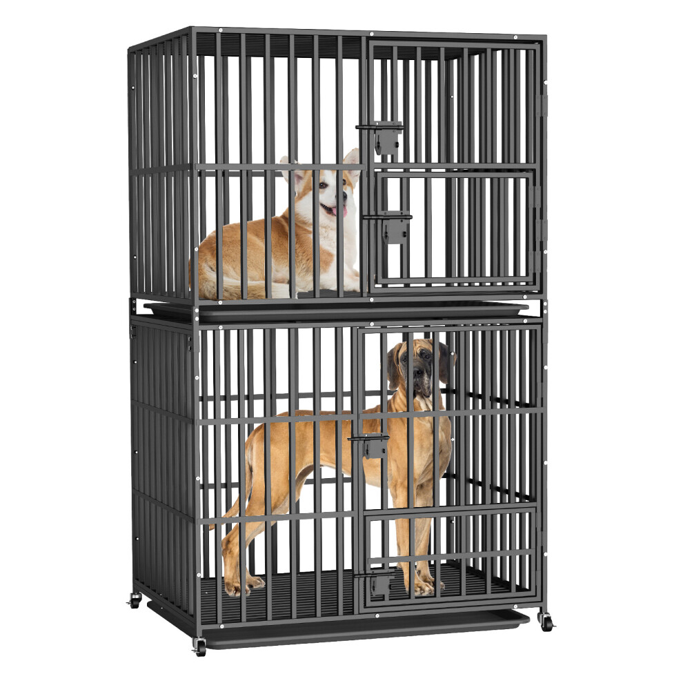 (XL(42inch)) 2 Layers Heavy Duty Dog Cage Strong Metal Crate