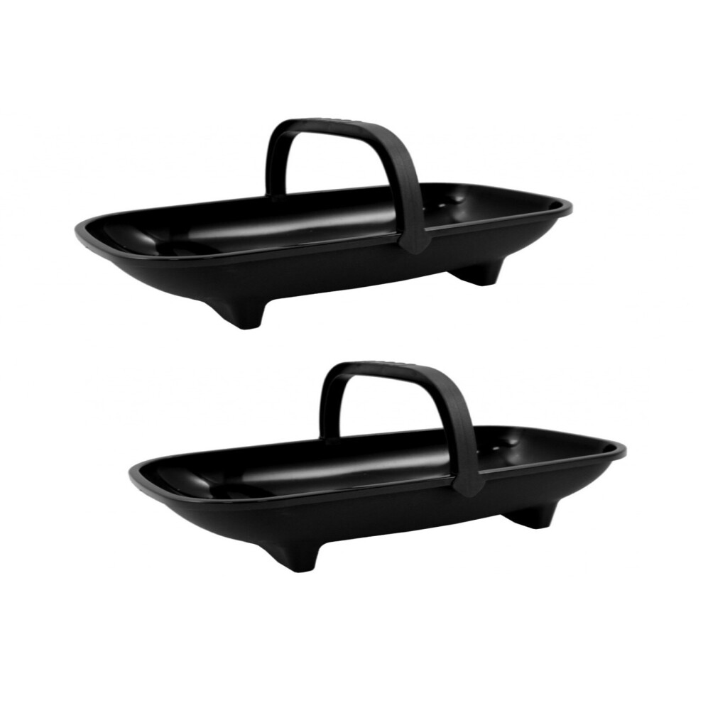 2 Black Garden Trug Planters 53cm Plastic Basket Plant Pot With Handle