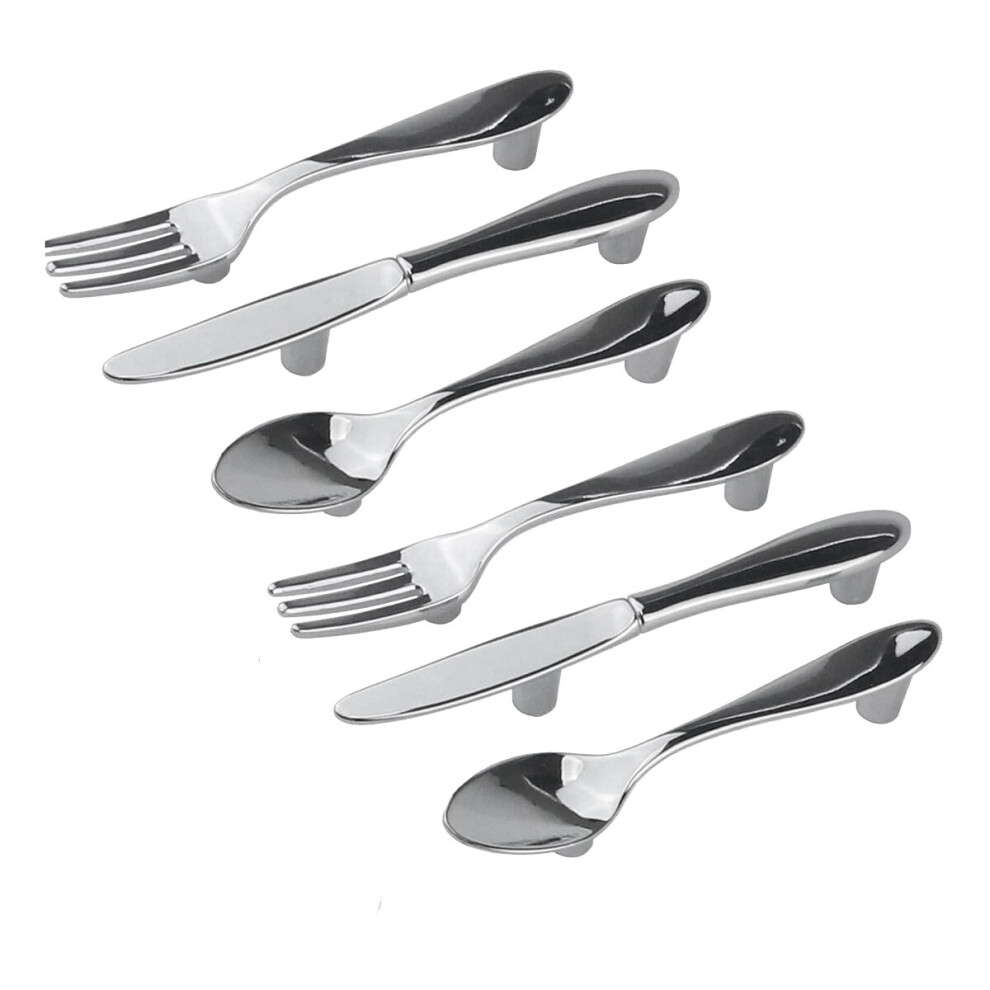 6PC Knife Spoon Fork Kitchen Cabinet Closet Drawer Pull Handles Knobs